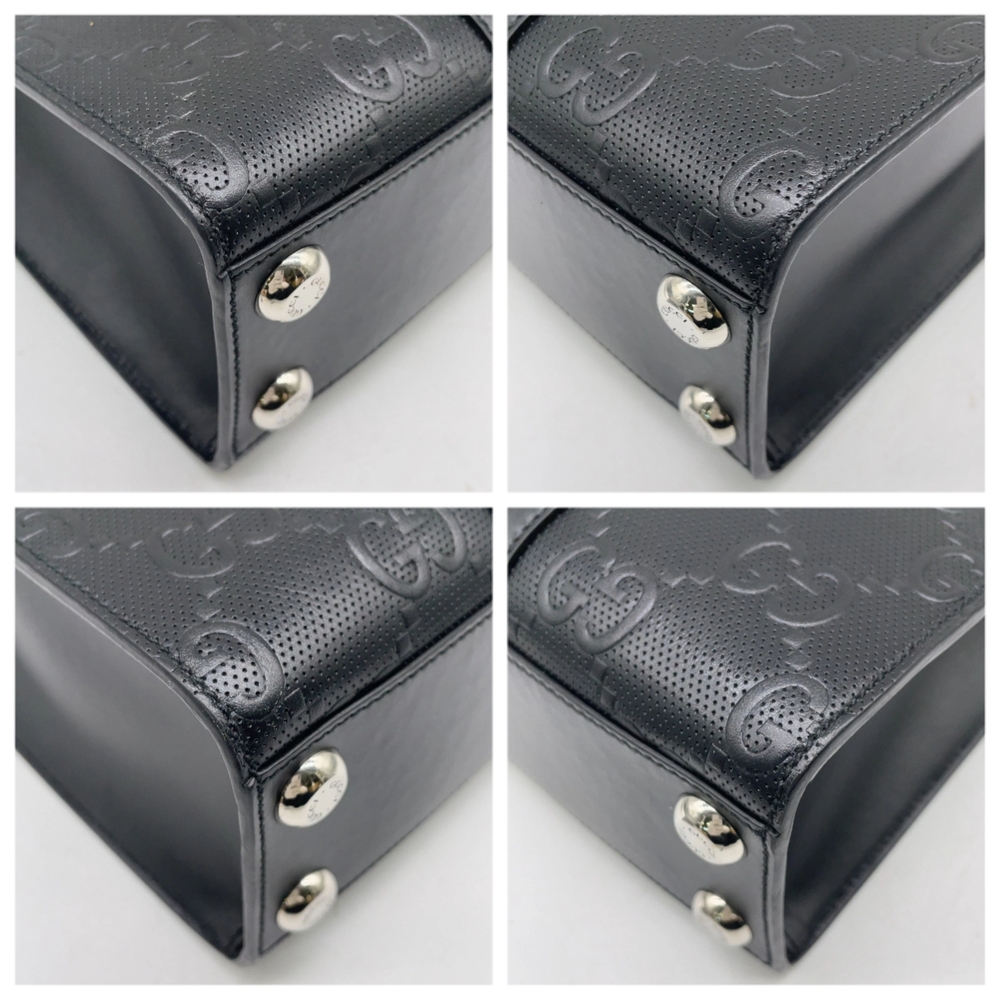 SALE! Authentic Gucci GG Black Embossed Leather Briefcase Tote W Dust Bag UNISEX - Picture 4 of 15